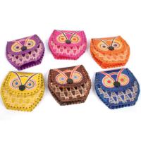 Set of 6 mini leather coin purses owl design