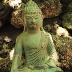 Buddha Left Palm Up Green Sandstone 19x14x28cm