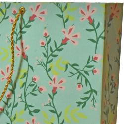 Gift Wrap Handmade Paper Floral Design on Light Blue 31 x 20 x 7.5cm