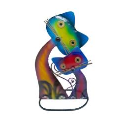 Cat and Kitten Metal Assorted Colours 14x15x23cm