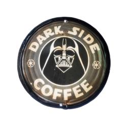 Wall Hanging Dark Side Coffee Recycled Tin Lid 27.5cm diameter