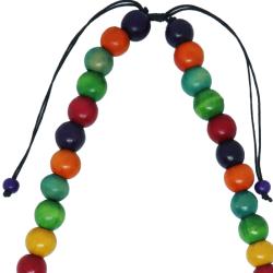 Necklace Handpainted Wooden Multicolour 3-tier Tiny Beads