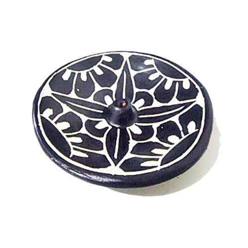 Incense Bowl Terracotta Black White