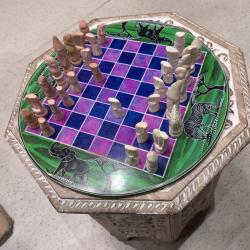 Kisii stone chess set, round board 30cm