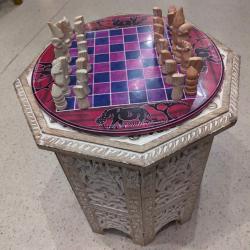 Kisii stone chess set, round board 30cm