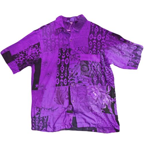 Shirt, Short Sleeves Patchwork Purples, Extra Large Unisex