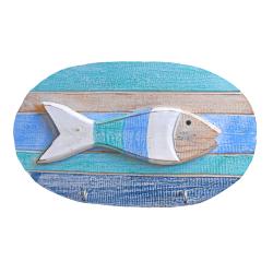 Wall Hook Albesia Wood Oval Fish