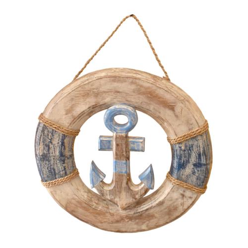 Hanging Life Buoy Albesia Wood Anchor