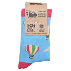 Bamboo Socks Hot Air Balloon Shoe Size UK 3-7 Womens Fair Trade Eco