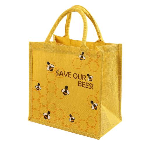 Jute shopping bag, yellow Save Our Bees