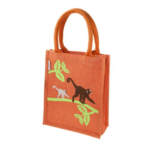 Jute shopping bag, small, monkeys