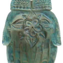 Incense Holder Double Hand Green Sandstone 15x12x4cm