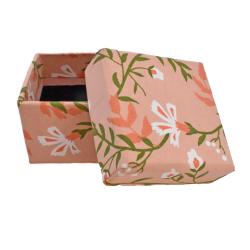 Gift Box Handmade Paper Floral Design on Pink 6 x 6 x 4.5cm