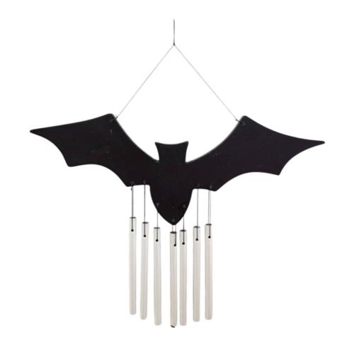 Chime Hanging With Bat, Metal and Albesia Wood