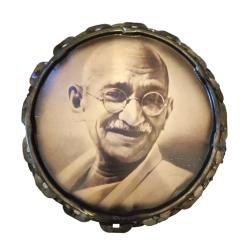 Wall Hanging Gandhi Recycled Tin Lid 33cm diameter