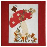 Handmade greetings card, red white mushroom