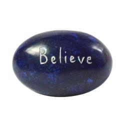 Sentiment pebble oval, Believe, blue