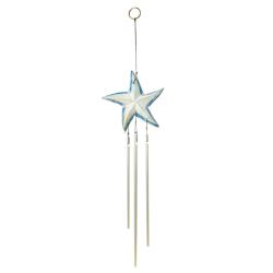 Chime Hanging With Starfish, Metal and Albesia Wood