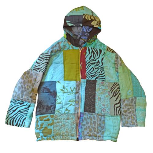 Reversible Jacket Patchwork Quilted Blues, L/XL Unisex