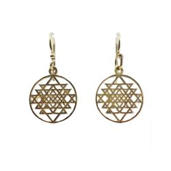 Earrings Gold Colour, Mandala cutout 1.5cm diameter