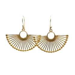 Earrings Gold Colour, Fan-Shape