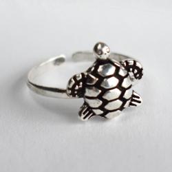 Ring, silver colour, Turtle