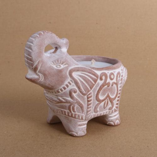 T-lite Holder Terracotta Elephant