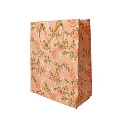 Gift Wrap Handmade Paper Floral Design on Pink 18 x 23 x 9cm