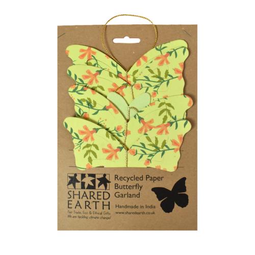 Garland Handmade Paper Butterflies Floral Design