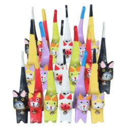 Box of 60 Cats Albesia Wood Assorted Colours