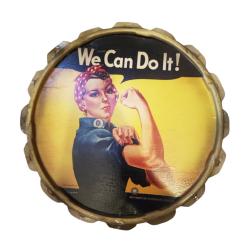 Wall Hanging We Can Do It Recycled Tin Lid 33cm diameter