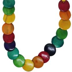 Necklace Handpainted Wooden Multicolour Round Flat Beads