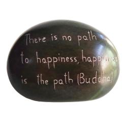 Paperweight, palewa stone, There is no path to happiness, 9 x 7 cm