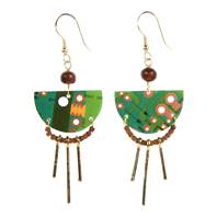 Earrings, recycled circuit board, semi circles