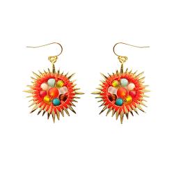 Earrings Sun Shape with Beads 3.5 x 5cm 