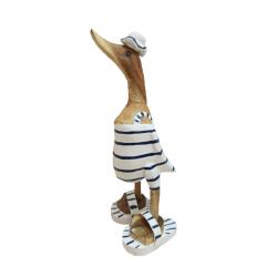 Duck Blue Stripes on White Bamboo Root 28cm