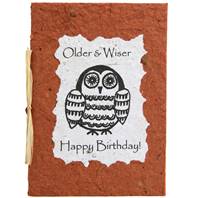 Birthday card, owl, brown