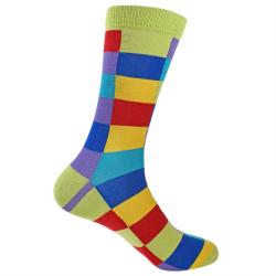 Bamboo socks, Rainbow Squares, Shoe size: UK 3-7, Euro 36-41