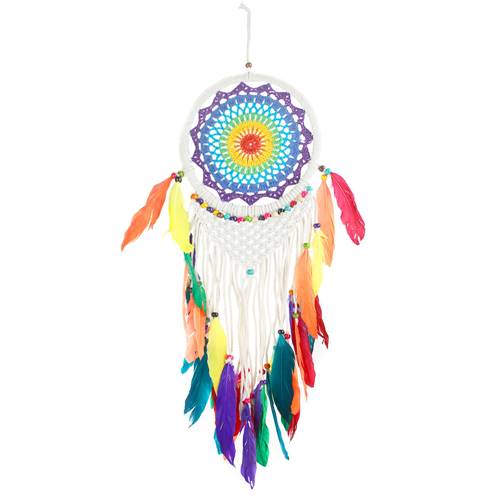 Dreamcatcher, rainbow crochet, 22cm diameter