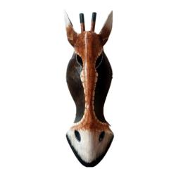 Mask Albesia Wood Giraffe Brown Black White 30cm
