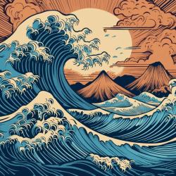 Greetings card "The Great Wave" 16x16cm