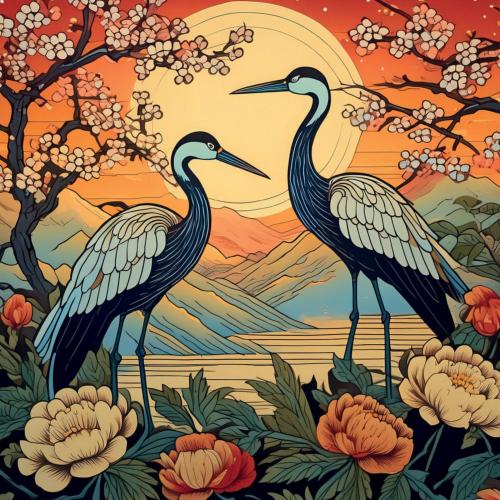 Greetings card "Cranes" 16x16cm
