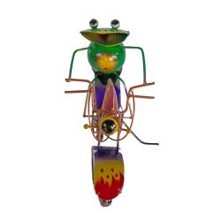 Frog on Motorbike Metal 17x7x13cm