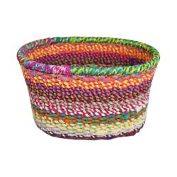 Oval basket recycled material, multicoloured 30 x 22cm