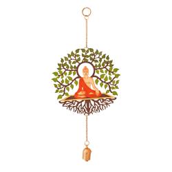 Hanging Windchime Buddha Recycled Metal 20 x 45cm