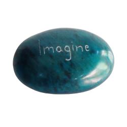 Sentiment pebble oval, Imagine, turquoise