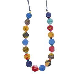 Necklace Recycled Cotton Round Beads Multicoloured