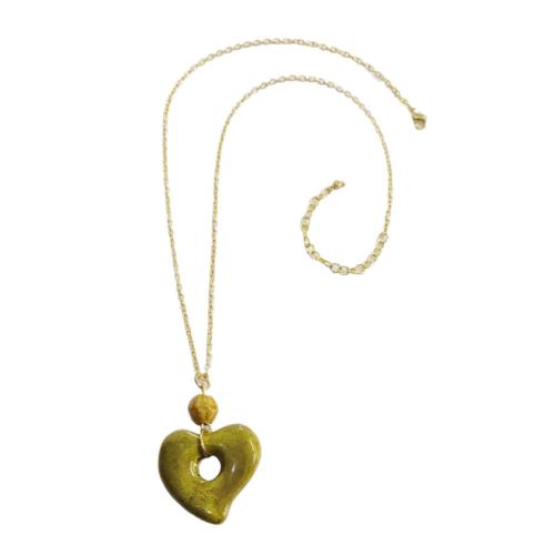 Necklace with Soapstone Heart Pendant