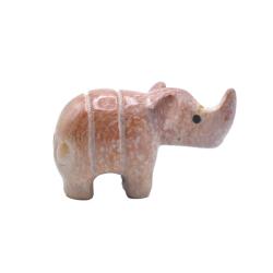 Rhinoceros Ornament Kisii Stone Pink