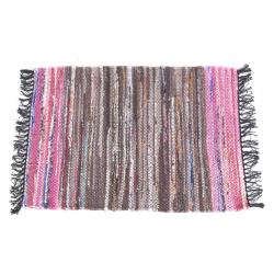 Chindi Rag Rug Recycled Material Pink Brown 60 x 90cm